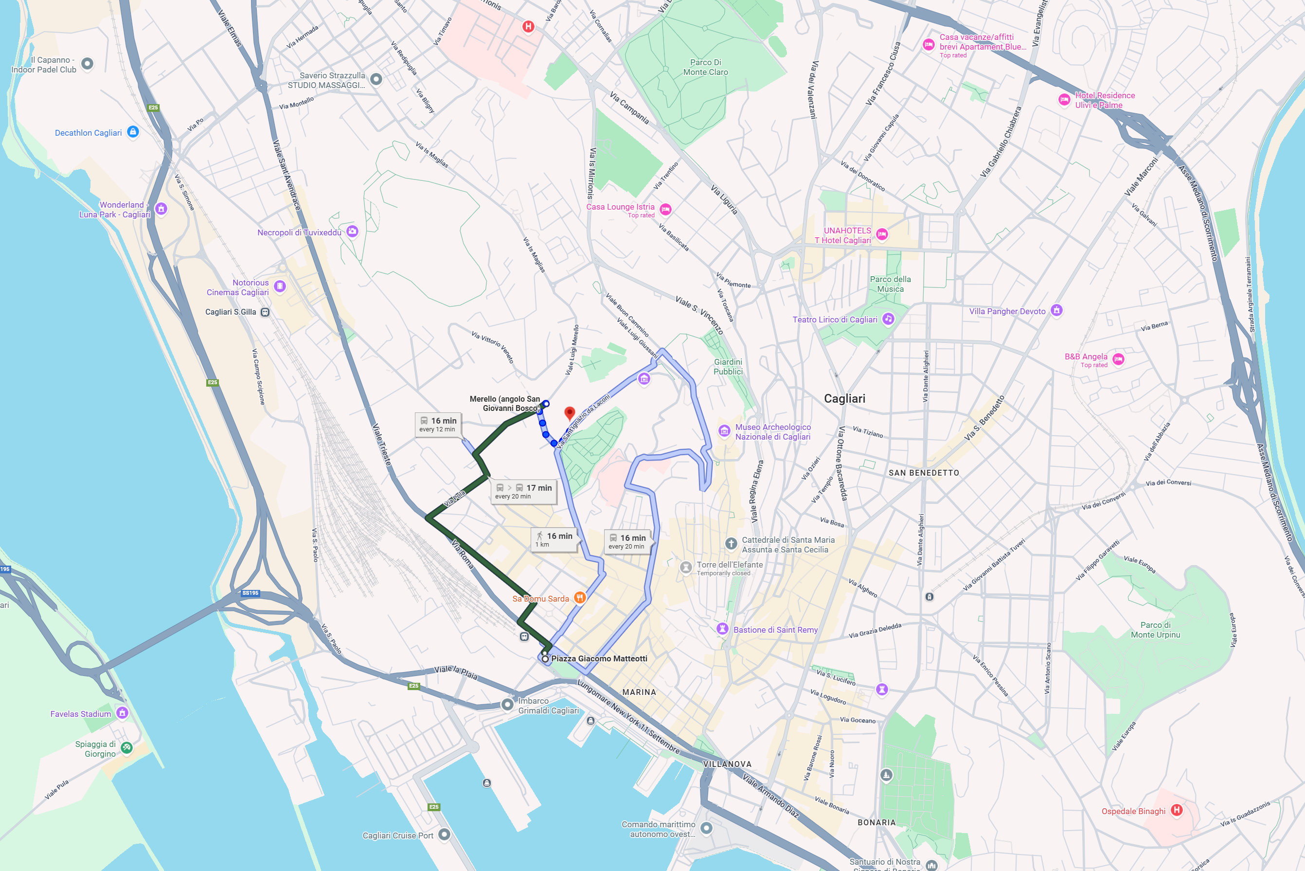 Map to University of Aula Magna Baffi